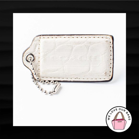 3" Large COACH WHITE CROC CROCODILE LEATHER FOB - Picture 1 of 1